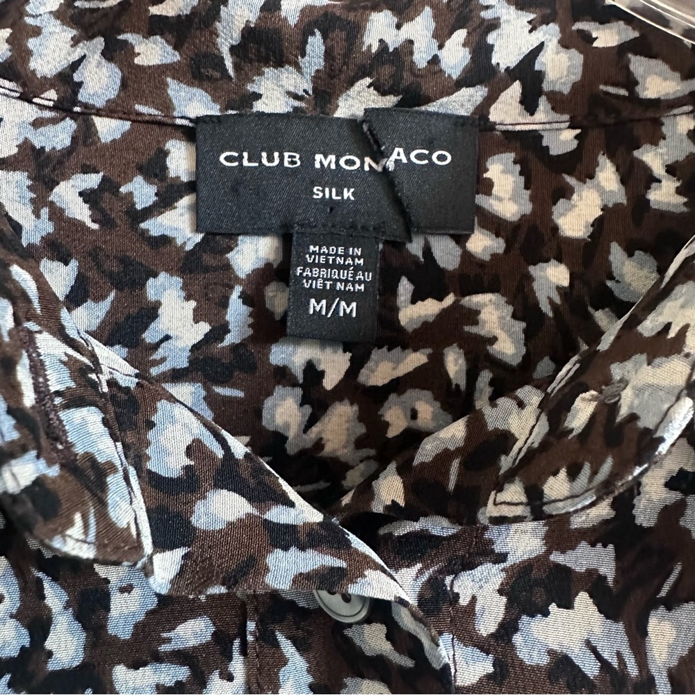 CLUB MONACO Printed 100% Silk Mini Dress with Slip Sz M - Picture 3 of 15